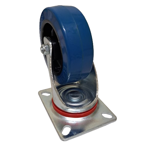 100kg Rated Blue Rubber Castor - 80mm - Swivel