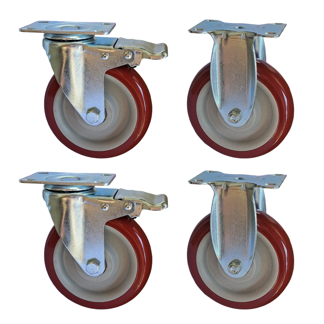 480kg Rated, 5" 125mm Castors with PU tyre (Set of 4pcs)