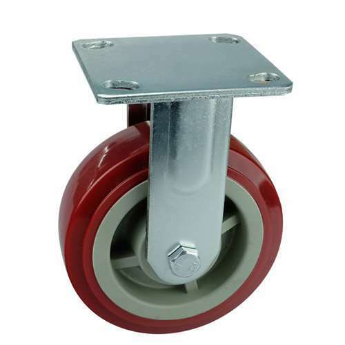 450kg Rated Urethane Castor - 6" 150mm - Fixed Plate