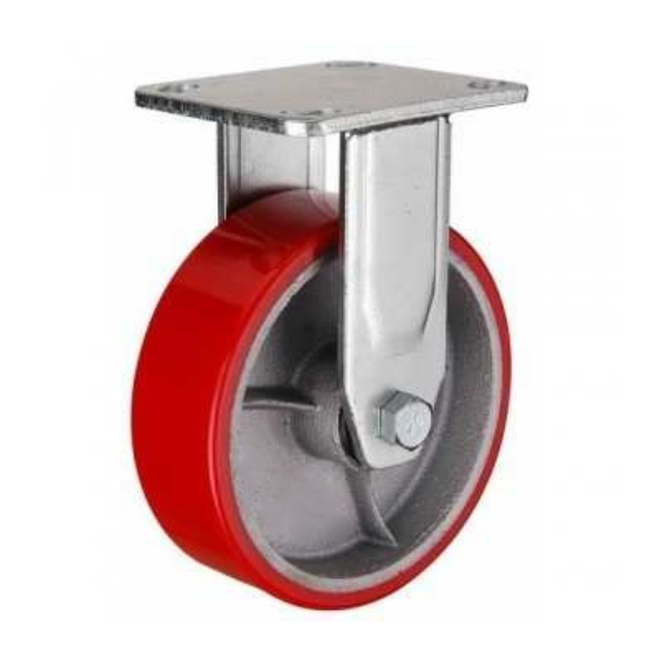 350kg Rated Urethane/Iron Castor - 5" 125mm - Fixed Plate