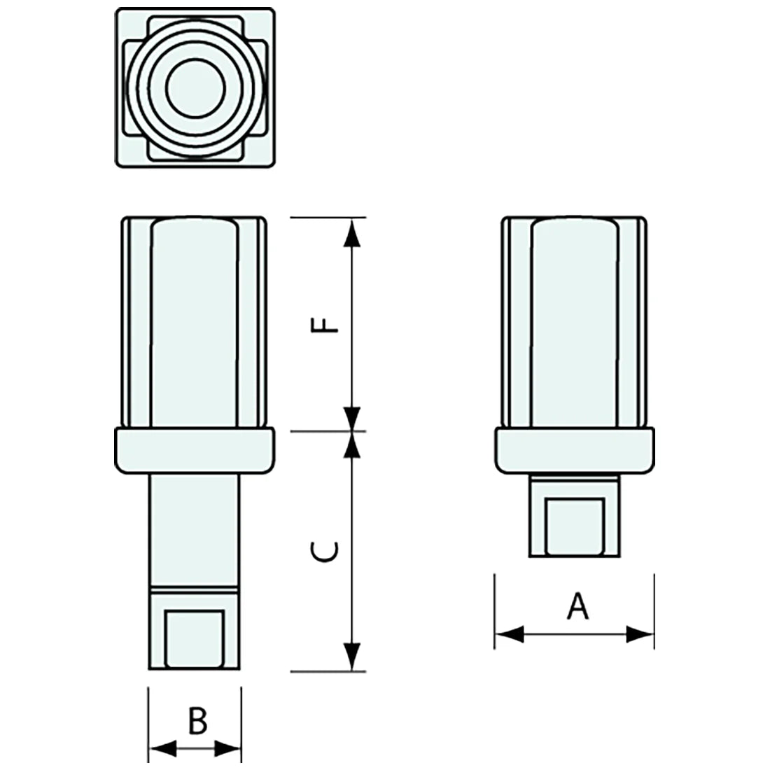25mm Square Adjustable Bullet Foot Black - 100kg rated