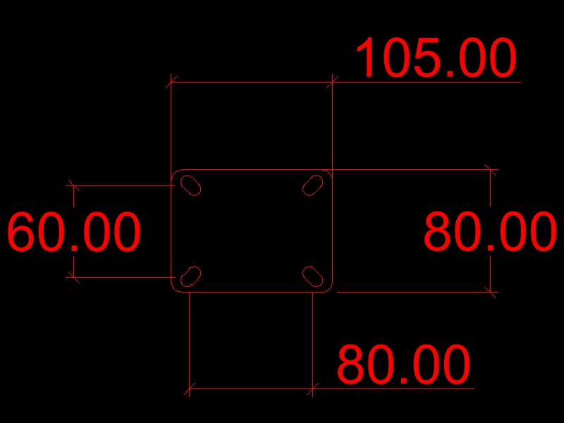 105mm x 80mm Castor Base Plate Set
