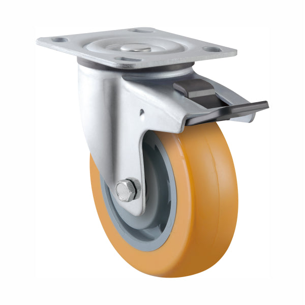 1000kg Rated, 5"/125mm Swivel Castors with Urethane Wheel (Set of 4pcs)