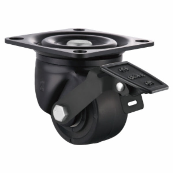 300kg Rated Low Profile Heavy Duty Castor - 50mm - Swivel With Brake