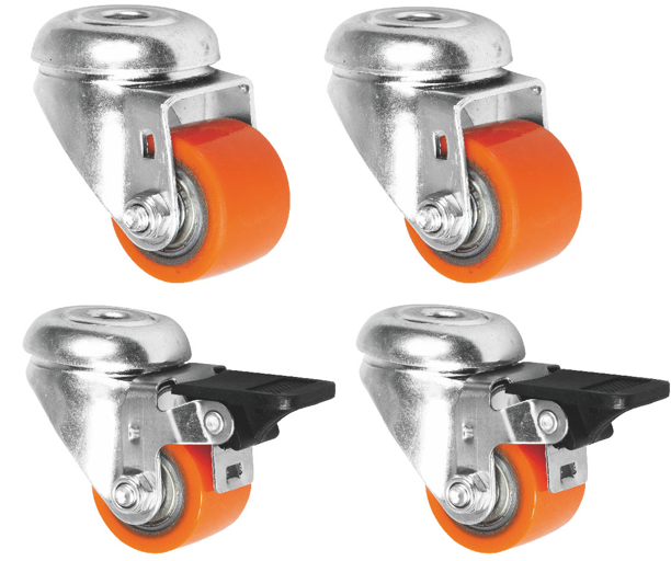 400kg Rated 35mm Bolt Hole Swivel Low Profile Castors (Set of 4pcs)