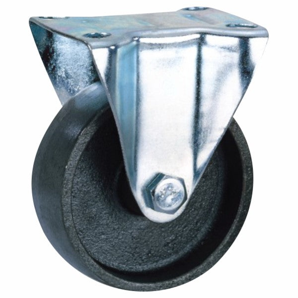 40kg Rated Cast Iron Castor - 2" 50mm - Fixed Plate