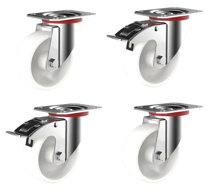 600kg Rated, 4"/100mm Swivel Castors with Nylon Wheel (Set of 4pcs)