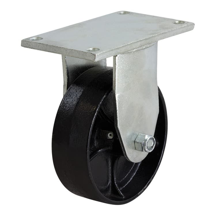 2000kg Rated Waste Bin Castor Set - 6" 150mm - Cast Iron