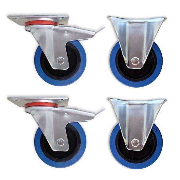 800kg Rated 5"/125mm Castors with Elastic Rubber Wheel (Set of 4pcs)