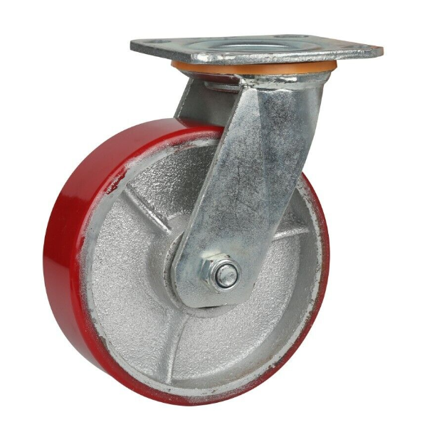 350kg Rated Urethane/Iron Castor - 5" 125mm - Swivel Plate