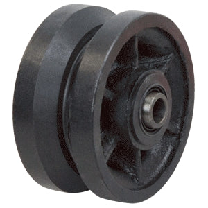 300kg 4"x2" 100mm Cast Iron V-Groove Roller - Roller Bearing