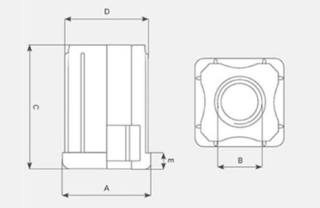 Long Threaded Tube Insert 32mm Square - M12 Zinc Plated