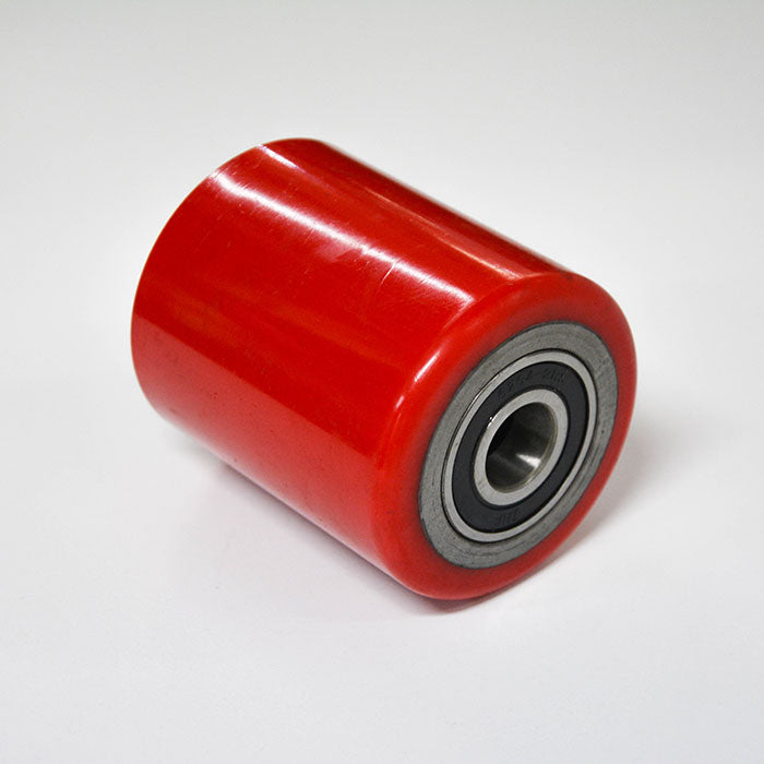 400kg Urethane Pallet Jack Roller 80mm x 50mm wide - 20mm Bearings