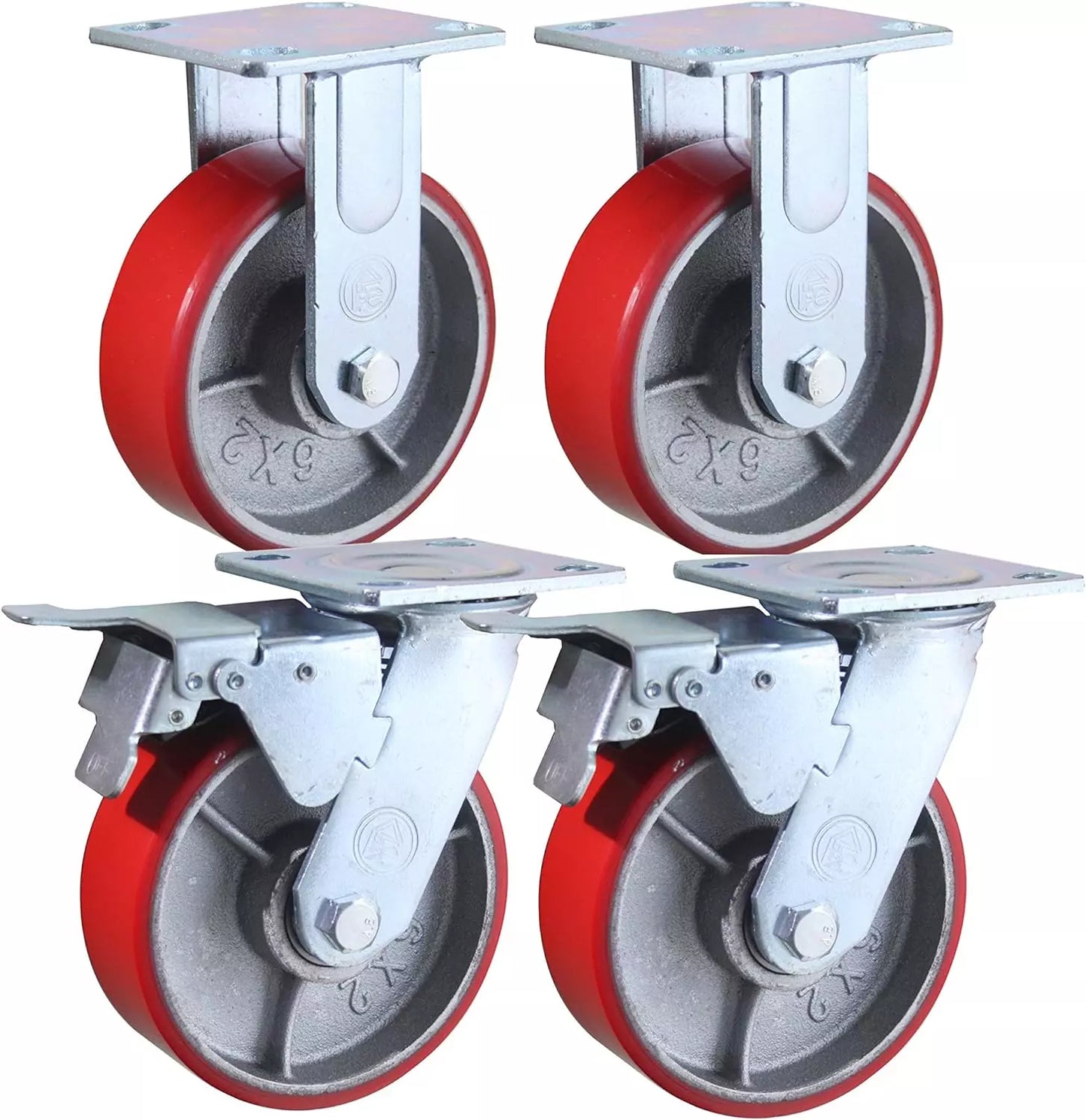 1800kg Rated, 6"/150mm Heavy Duty Castors with PU/CI wheel (Set of 4pcs)