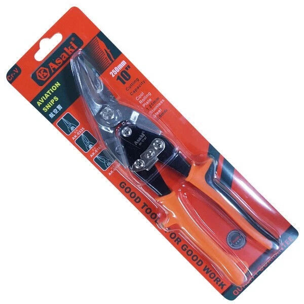 Aviation snips in packaging with Asaki branding