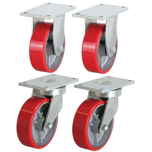 2000kg Rated Waste Bin Castor Set - 6" 150mm - Urethane