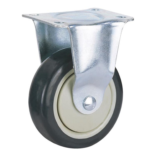 150kg Rated Urethane Castor - 4" 100mm - Fixed Plate
