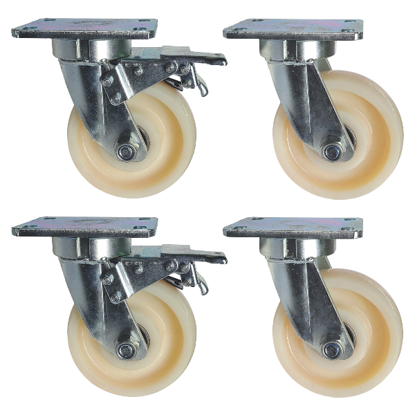 4000kg Rated, 6"/150mm Extra Heavy Duty Swivel Castors with Nylon Wheel (Set of 4pcs)