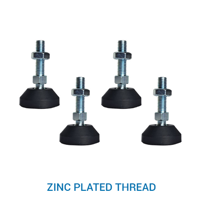 1400kg Rated Adjustable/Levelling Feet (ZINC PLATED) - 40mm Base, M10 Thread, 65mm Height (Set of 4)