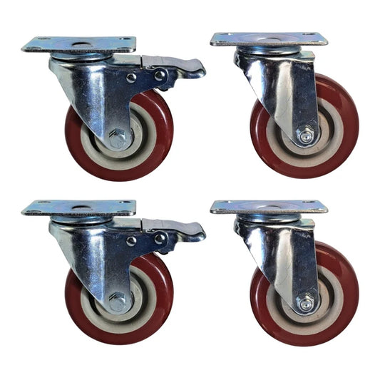 400kg Rated, 4" 100mm Swivel Castors with PU tyre (Set of 4pcs)