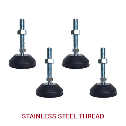 2600kg Rated Adjustable/Levelling Feet (STAINLESS) - 60mm Base, M12 Thread, 100mm Height (Set of 4)