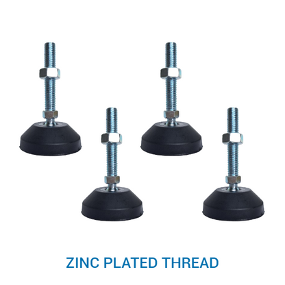 2600kg Rated Adjustable/Levelling Feet (ZINC PLATED) - 60mm Base, M12 Thread, 100mm Height (Set of 4)