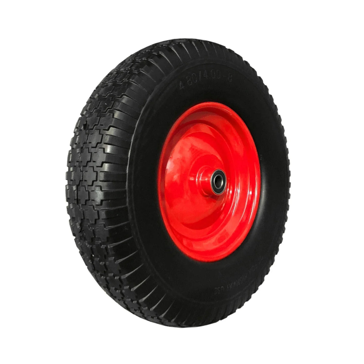 16" Puncture Proof Wheelbarrow Wheel - Steel Rim - 480/400x8 Tyre - 25.4mm Bearings