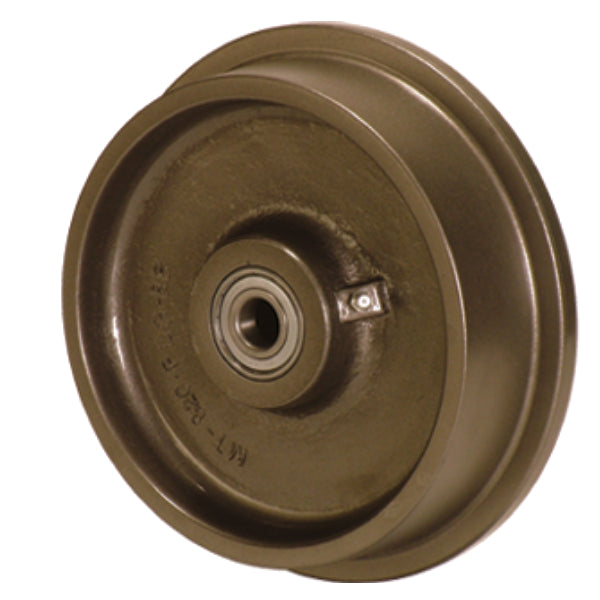 1500kg 8"x2" 200mm Cast Iron Flanged Track Wheel - Ball Bearings