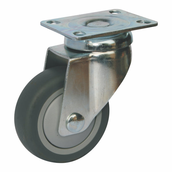 50kg Rated Rubber Castor - 2" 50mm - Swivel Plate