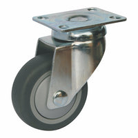 50kg Rated Rubber Castor - 2" 50mm - Swivel Plate