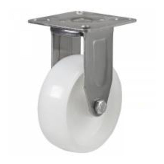 40kg Rated Nylon Stainless Steel Castor - 2" 50mm - Fixed Plate