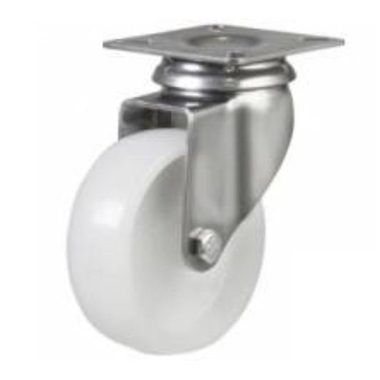 40kg Rated Nylon Stainless Steel Castor - 2" 50mm - Swivel Plate
