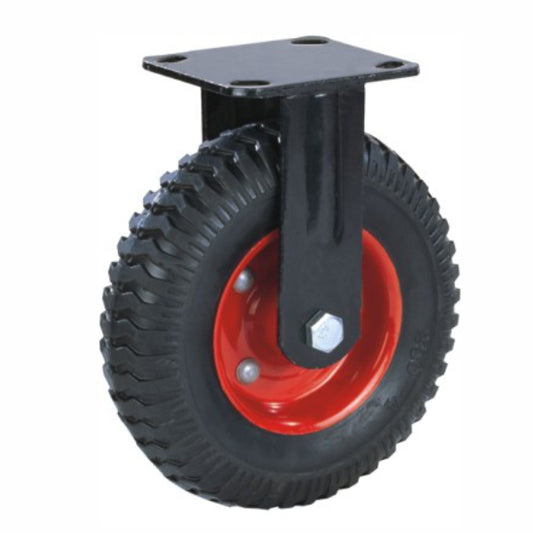 230kg Rated Solid Rubber Castor - 8" 206mm - Fixed Plate