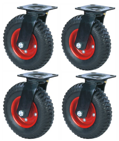 920kg Rated, 8" 206mm Swivel Castors with Solid Rubber Wheels (Set of 4pcs)