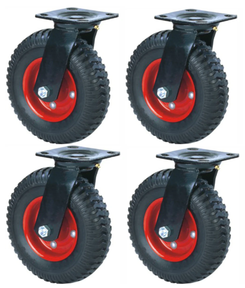920kg Rated, 8" 206mm Swivel Castors with Solid Rubber Wheels (Set of 4pcs)