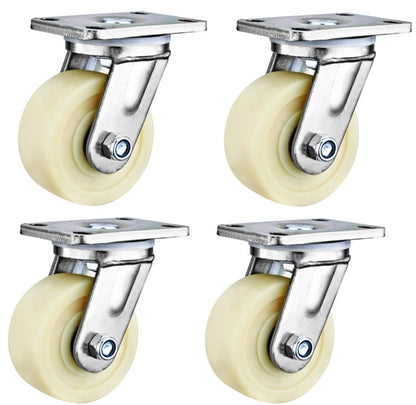4000kg Rated, 4"/100mm Extra Heavy Duty Swivel Plate Castors with MC Nylon Wheel (Set of 4pcs)