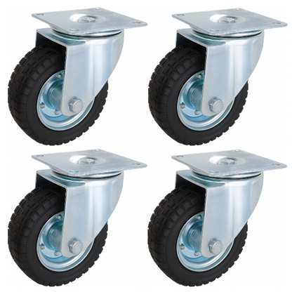 2400kg Rated, 8" 200mm Swivel Castors with Solid Rubber Wheels (Set of 4pcs)