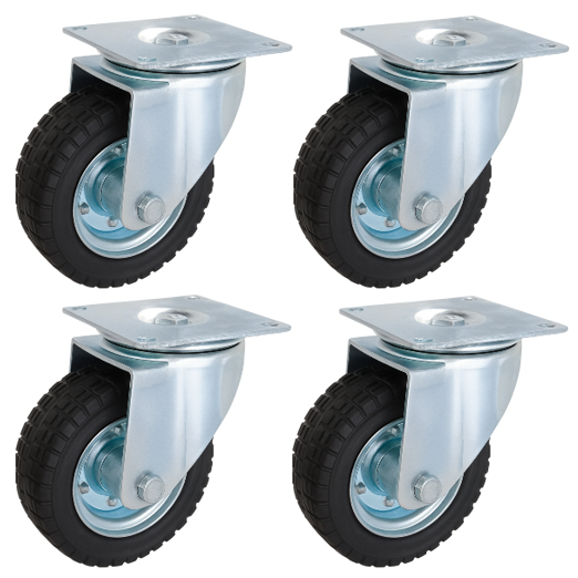 2400kg Rated, 8" 200mm Swivel Castors with Solid Rubber Wheels (Set of 4pcs)