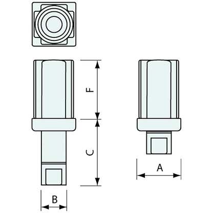 25mm Square Adjustable Bullet Foot Black - 100kg rated