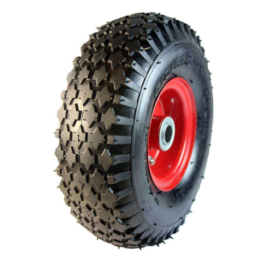 4.10/3.50x4 Flat Free Puncuture Proof Wheel - Centred Steel Rim - 19.05mm 3/4" Bearings