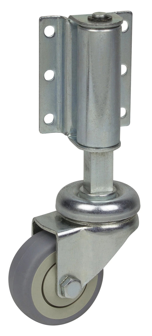 50kg Rated Swivel Gate Castor - 50mm Rubber Wheel - Spring Loaded