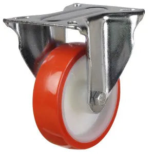 100kg Rated Red Urethane Castor - 80mm - Fixed