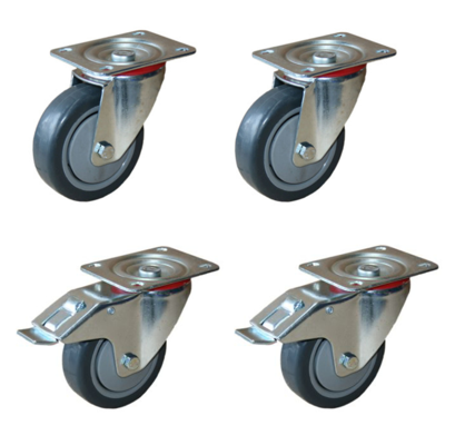 600kg Rated, 4"/100mm Swivel Castors with Grey Rubber Wheel (Set of 4pcs)