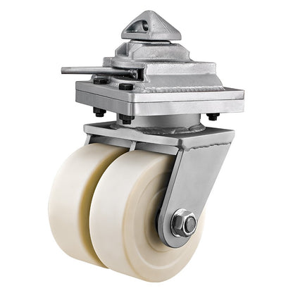 15,000kg (15T) Rated MC Nylon Container Castor - 300x120mm Twin Wheel - Swivel Plate