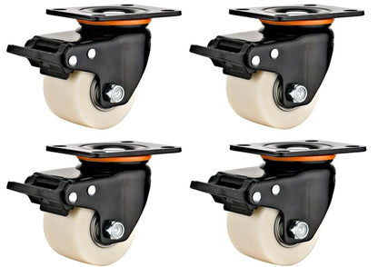 3000kg Rated 3" 75mm Swivel Brake Low Profile Castors (Set of 4pcs)