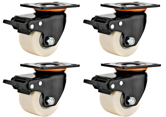 3000kg Rated 3" 75mm Swivel Brake Low Profile Castors (Set of 4pcs)