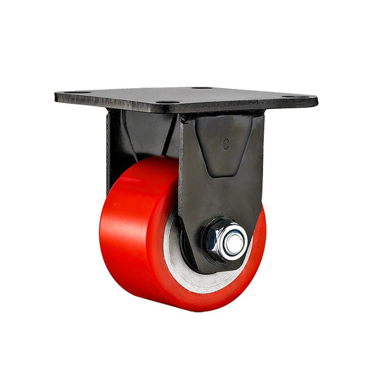 600kg Rated Heavy Duty Low Profile Urethane Castor - 75mm - Fixed
