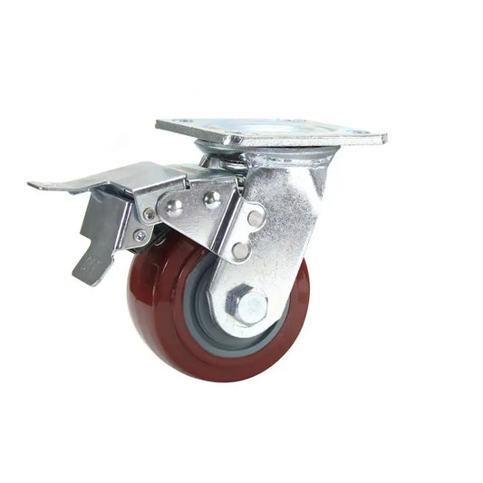270kg Rated Urethane Castor - 4" 100mm - Swivel Plate with Brake