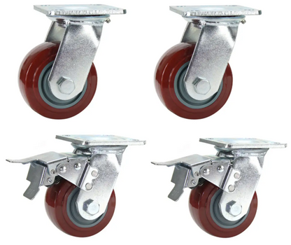 1080kg Rated, 4"/100mm Heavy Duty Swivel Castors with Urethane wheel (Set of 4pcs)