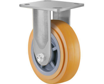 250kg Rated Urethane Castor - 4" 100mm - Fixed Plate